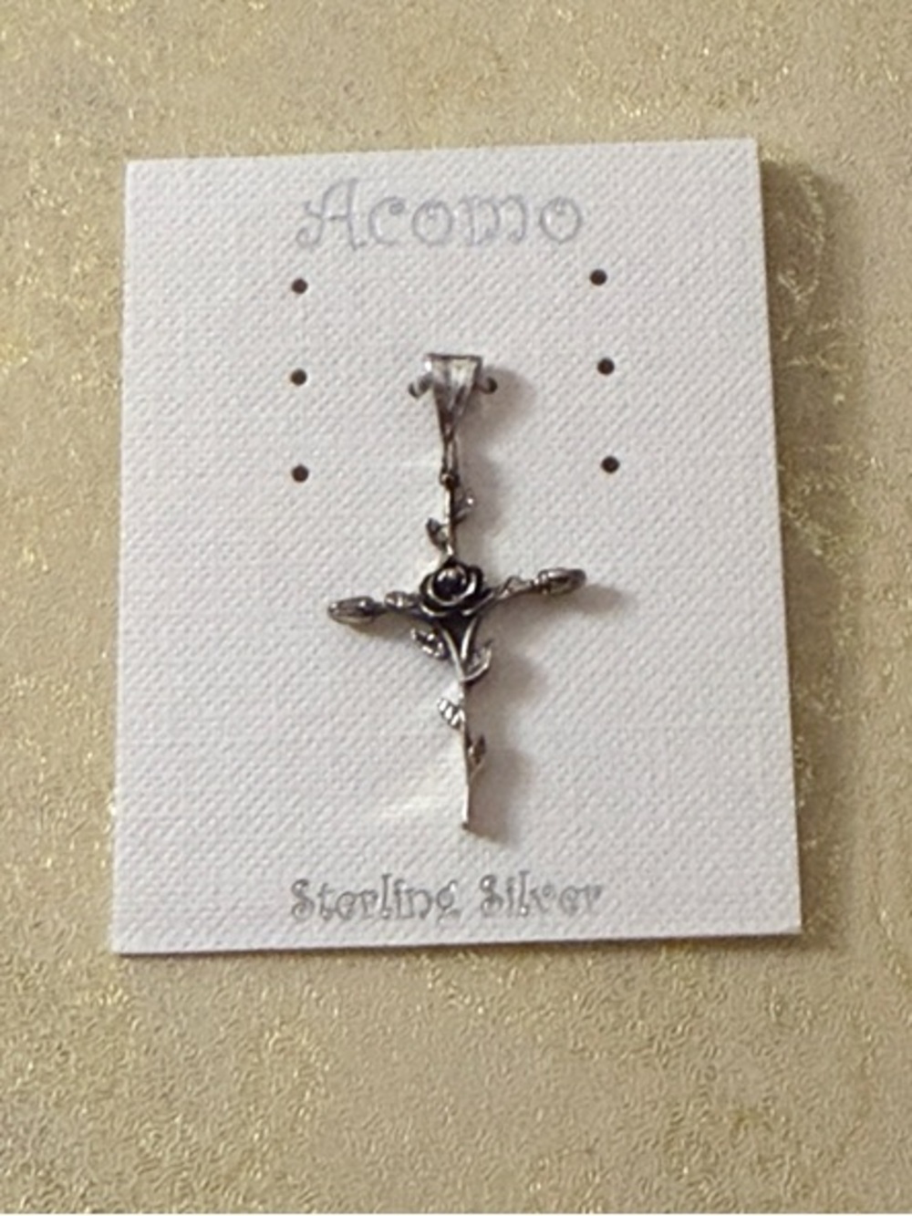 Sterling Silver Cross Pendant with Rose Design